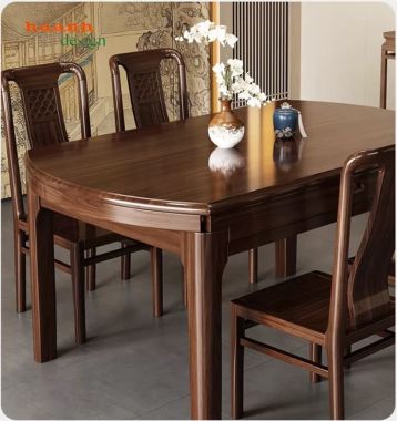 Bàn ghế ăn mở rộng linh hoạt kèm mâm tròn - BGA 015