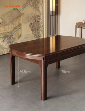 Bàn ghế ăn mở rộng linh hoạt kèm mâm tròn - BGA 015
