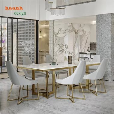 Bàn Ghế Ăn Chân Inox Mặt Đá – Đẳng Cấp Cho Mọi Không Gian-BGS 005