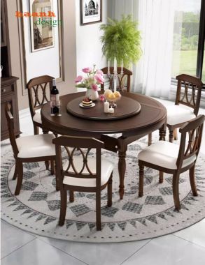 Bàn ghế ăn gỗ tân cổ điển châu Âu được ưa chuộng nhất hiện nay-BAC 010