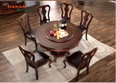 Bàn ghế ăn gỗ tự nhiên tân cổ điển châu âu sang trọng BAC 002