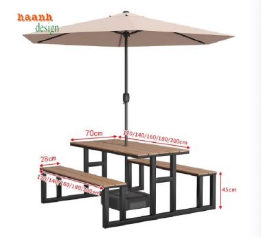 Nâng cao không gian với bàn cafe sắt gỗ sân vườn-NTG 021