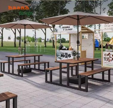 Nâng cao không gian với bàn cafe sắt gỗ sân vườn-NTG 021