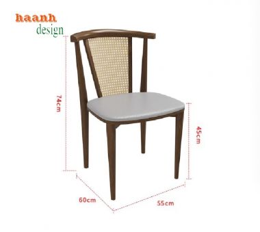 Bàn ghế nhà hàng độc đáo với thiết kế kết hợp gỗ – mây – sắt-BNH 006