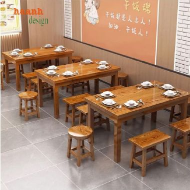 Bàn Ghế Ăn Nhà Hàng Gỗ Sồi Tự Nhiên – Sự Lựa Chọn Hoàn Hảo-BNH 005