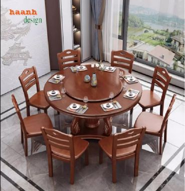 Nâng tầm trải nghiệm ẩm thực với bàn ăn nhà hàng gỗ tự nhiên-BNH 003