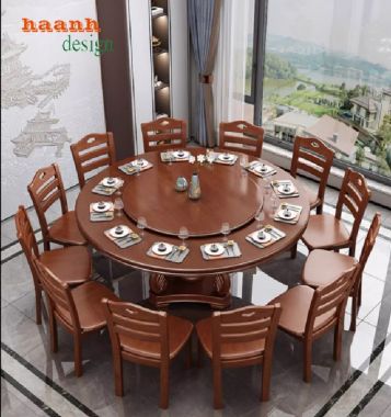 Nâng tầm trải nghiệm ẩm thực với bàn ăn nhà hàng gỗ tự nhiên-BNH 003