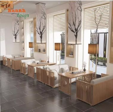 Bàn ghế nhà hàng sang trọng thiết kế kiểu sofa gỗ cao cấp-BNH 007