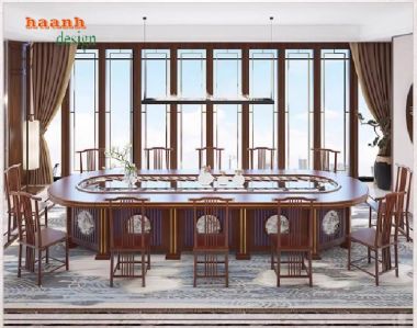 Tạo điểm nhấn đẳng cấp với bàn ăn nhà hàng gỗ hiện đại-BNH 004