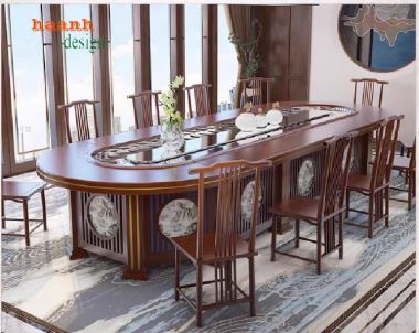 Tạo điểm nhấn đẳng cấp với bàn ăn nhà hàng gỗ hiện đại-BNH 004