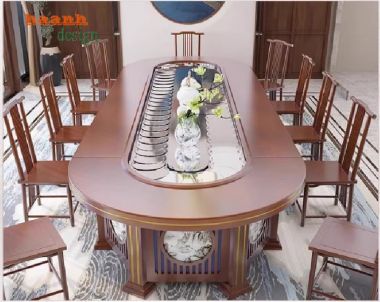 Tạo điểm nhấn đẳng cấp với bàn ăn nhà hàng gỗ hiện đại-BNH 004