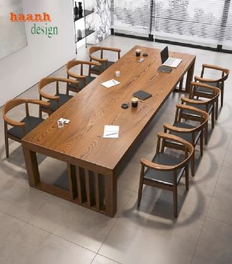 Bàn ghế hội nghị gỗ tự nhiên bền đẹp, giá tận xưởng-PHH 011