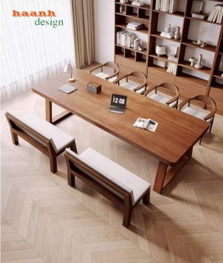 Mẫu bàn hội thảo gỗ tự nhiên đẹp, sang trọng cho văn phòng-HPP 016
