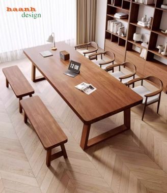 Mẫu bàn hội thảo gỗ tự nhiên đẹp, sang trọng cho văn phòng-HPP 016