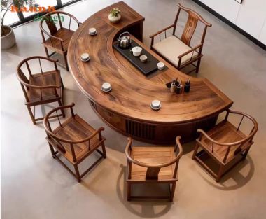 Bàn ghế phòng trà đẹp gỗ óc chó sang trọng phong cách Á Đông-BNG 021