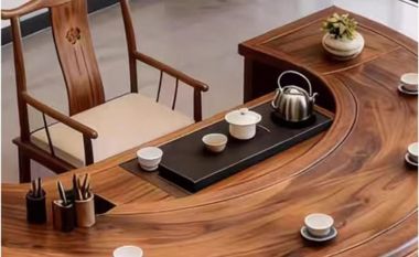 Bàn ghế phòng trà đẹp gỗ óc chó sang trọng phong cách Á Đông-BNG 021