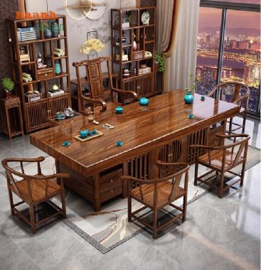 Bàn trà phòng khách gỗ sồi phong cách nhà Minh sang trọng-BNG 021