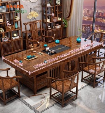 Bàn trà phòng khách gỗ sồi phong cách nhà Minh sang trọng-BNG 021