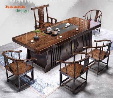 Bàn ghế gỗ phòng trà đời minh độc đáo, truyền thống bền lâu. BGN 013
