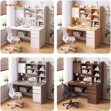 Bộ bàn học trẻ em kèm giá sách đẹp, an toàn cho phòng bé-BHC 006