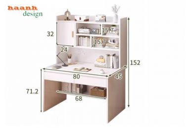 Bộ bàn học trẻ em kèm giá sách đẹp, an toàn cho phòng bé-BHC 006