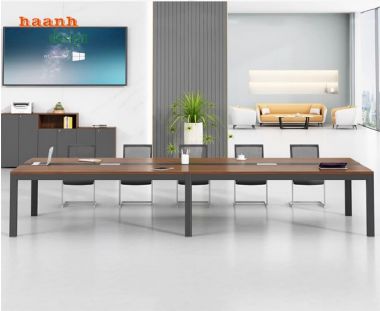 Mẫu bàn họp chân sắt mặt gỗ đẹp, sang trọng cho doanh nghiệp-BHS 012
