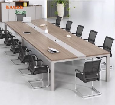 Mẫu bàn họp chân sắt mặt gỗ đẹp, sang trọng cho doanh nghiệp-BHS 012