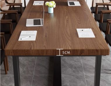 Mẫu bàn họp văn phòng chân sắt mặt gỗ đẹp sang trọng-BHS 014