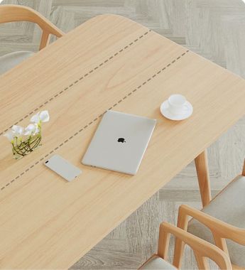Bàn họp gỗ tự nhiên dáng dài bo góc hiện đại - HPP 018
