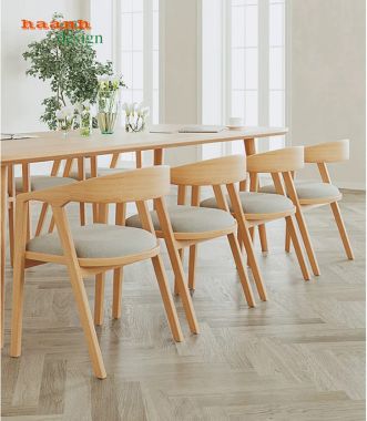 Bàn họp gỗ tự nhiên dáng dài bo góc hiện đại - HPP 018