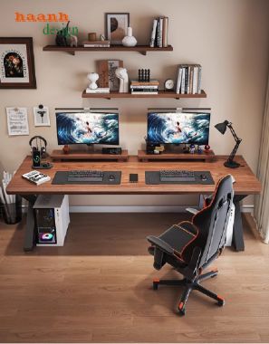 Bàn làm việc chân sắt mặt gỗ thiết kế tối giản, giá tốt-BLS 009