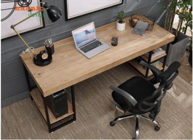 Bàn làm việc chân sắt kết hợp gỗ sồi tự nhiên BLS 002