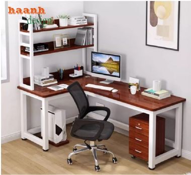 Mẫu bàn làm việc chân sắt mặt gỗ, phù hợp xu hướng 2025-BLS 008