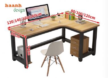 Mẫu bàn làm việc chân sắt mặt gỗ, phù hợp xu hướng 2025-BLS 008