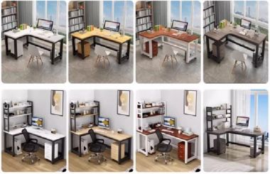 Mẫu bàn làm việc chân sắt mặt gỗ, phù hợp xu hướng 2025-BLS 008