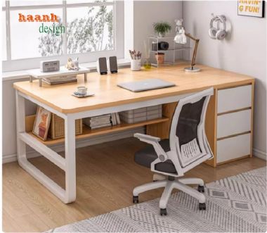 Tạo sự thoải mái với bàn làm việc chân sắt mặt gỗ-BLS 006