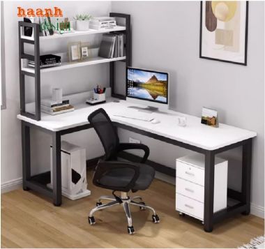 Mẫu bàn làm việc chân sắt mặt gỗ, phù hợp xu hướng 2025-BLS 008