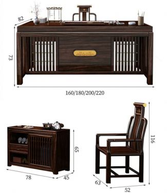 Bàn Ghế Làm Việc Cao Cấp Từ Gỗ Mun Tự Nhiên Đẳng Cấp-BGG 010