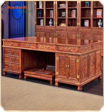 Bàn Làm Việc Gỗ Hương Giám Đốc Phong Cách Trung Hoa-BGG 003