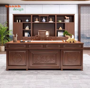 Bàn làm việc lãnh đạo gỗ gõ đỏ – Đẳng cấp quyền uy-BCG 001