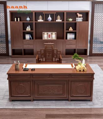 Bàn làm việc lãnh đạo gỗ gõ đỏ – Đẳng cấp quyền uy-BCG 001