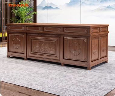 Bàn làm việc lãnh đạo gỗ gõ đỏ – Đẳng cấp quyền uy-BCG 001