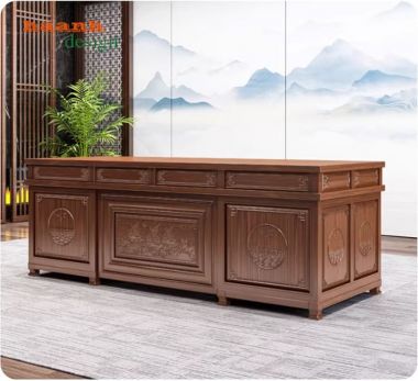 Bàn làm việc lãnh đạo gỗ gõ đỏ – Đẳng cấp quyền uy-BCG 001