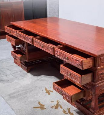 Bàn lãnh đạo gỗ giả cổ gõ đỏ tự nhiên thiết kế cổ điển-BGG 004