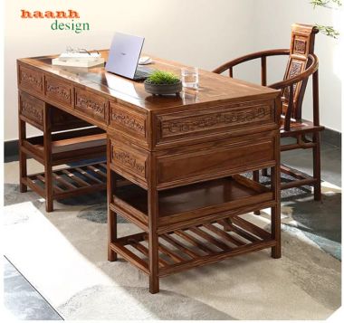 Bàn làm việc lãnh đạo kiểu trung hoa gỗ tự nhiên cổ điển-BGG 006