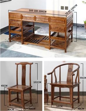 Bàn làm việc lãnh đạo kiểu trung hoa gỗ tự nhiên cổ điển-BGG 006