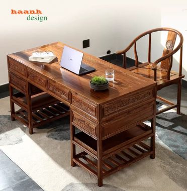 Bàn làm việc lãnh đạo kiểu trung hoa gỗ tự nhiên cổ điển-BGG 006