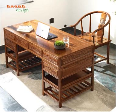 Bàn làm việc lãnh đạo kiểu trung hoa gỗ tự nhiên cổ điển-BGG 006