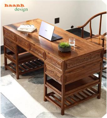 Bàn làm việc lãnh đạo kiểu trung hoa gỗ tự nhiên cổ điển-BGG 006