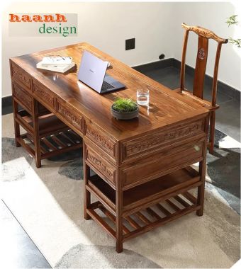 Bàn làm việc lãnh đạo kiểu trung hoa gỗ tự nhiên cổ điển-BGG 006